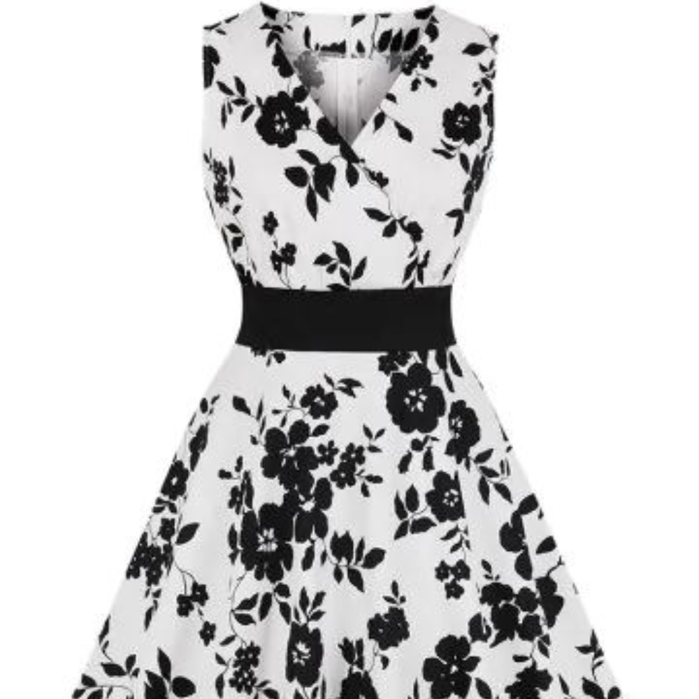 Floral Sleeveless Surplice Vintage Dress